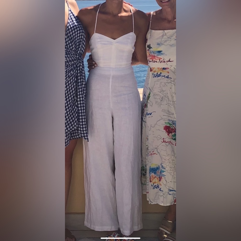 Reformation Tie Back Linen Jumpsuit